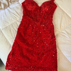 Elegant Red Lace Dress
